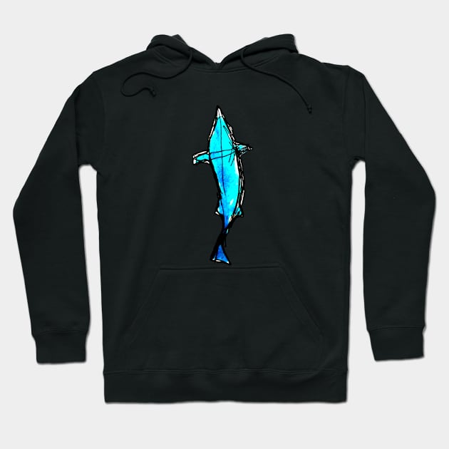 Azure blue dolphin Hoodie by Mzerart